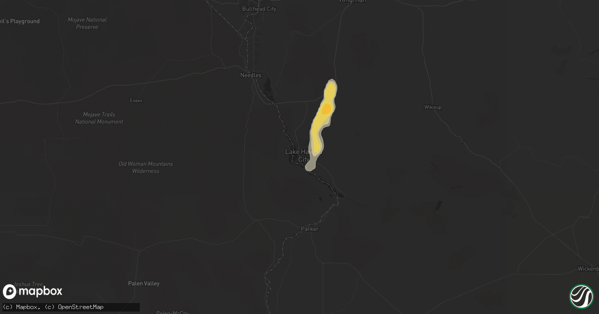 Hail map in Lake Havasu City, AZ on August 3, 2014