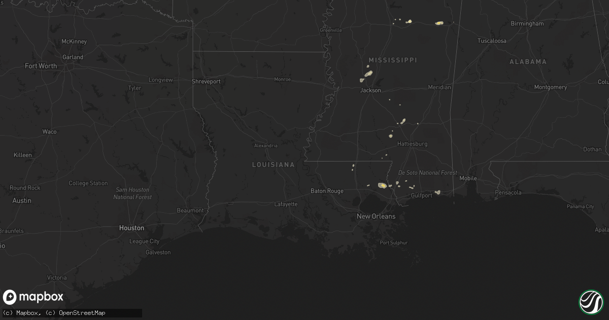 Hail map in Louisiana on August 3, 2014