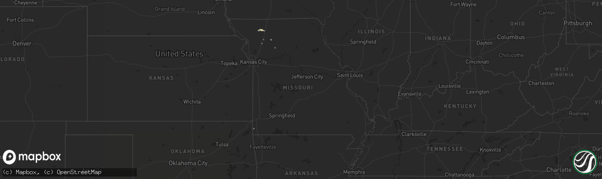 Hail map in Missouri on August 3, 2014