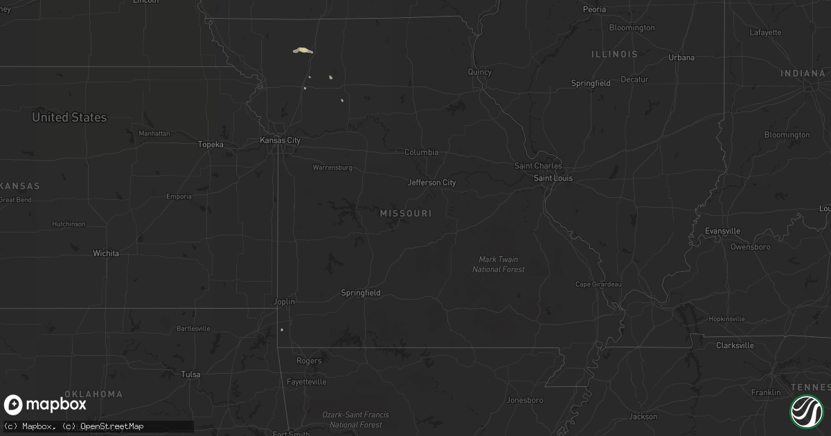 Hail map in Missouri on August 3, 2014