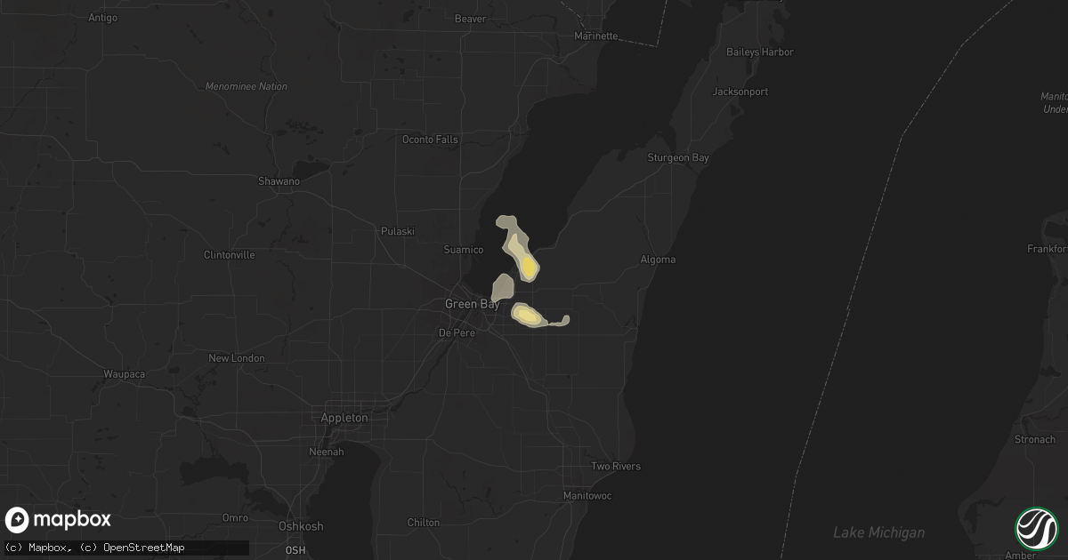 Hail map in New Franken, WI on August 3, 2014