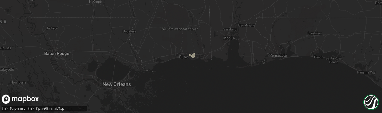 Hail map in Ocean Springs, MS on August 3, 2014