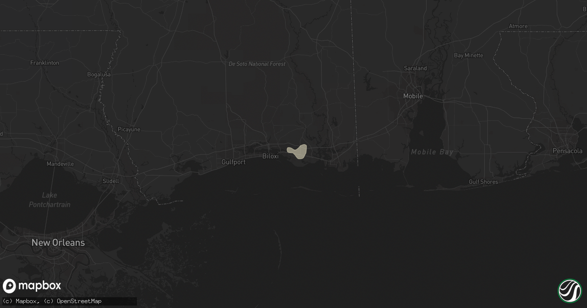 Hail map in Ocean Springs, MS on August 3, 2014