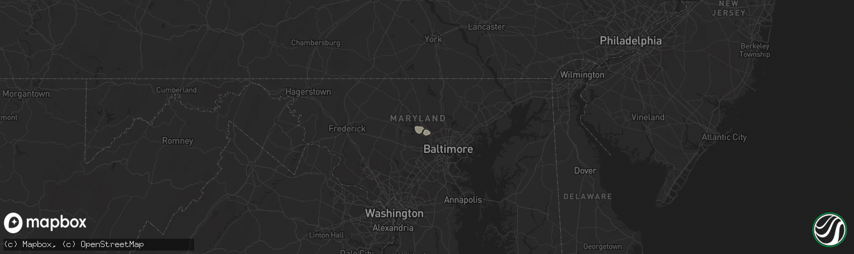 Hail map in Owings Mills, MD on August 3, 2014