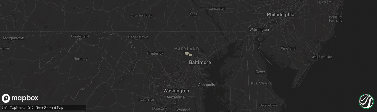 Hail map in Randallstown, MD on August 3, 2014