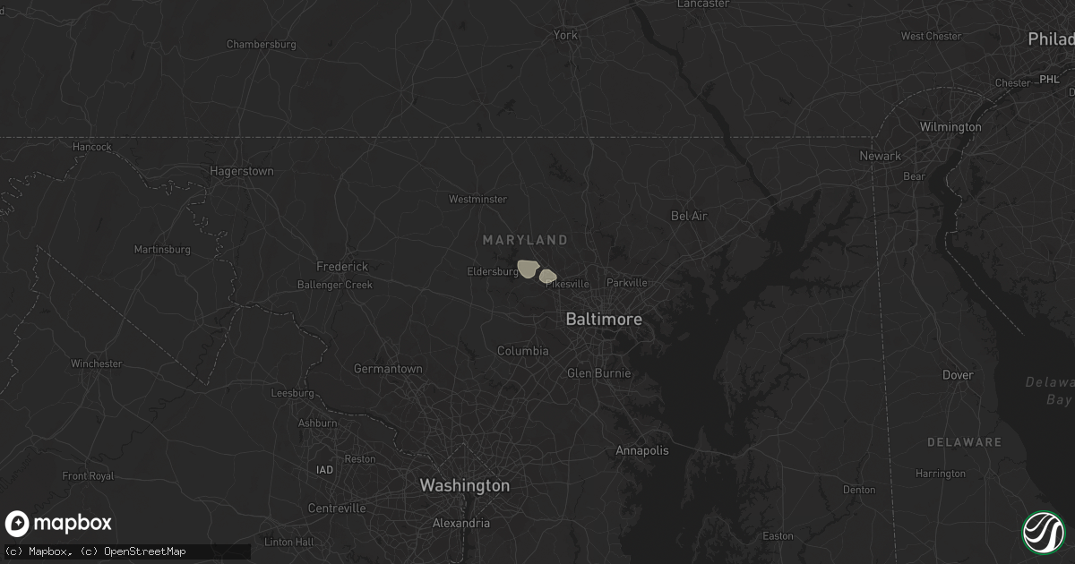 Hail map in Randallstown, MD on August 3, 2014