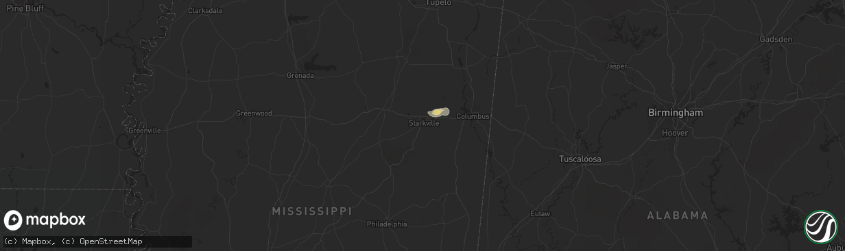 Hail map in Starkville, MS on August 3, 2014