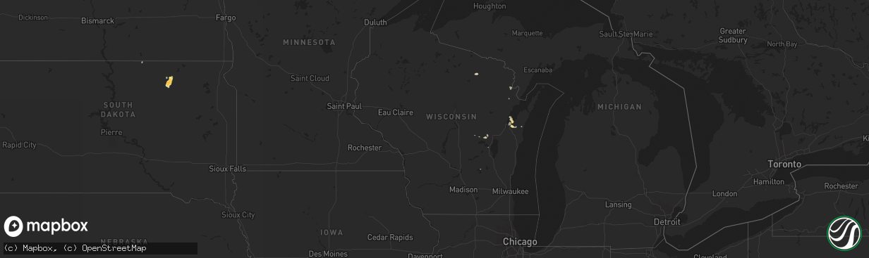 Hail map in Wisconsin on August 3, 2014