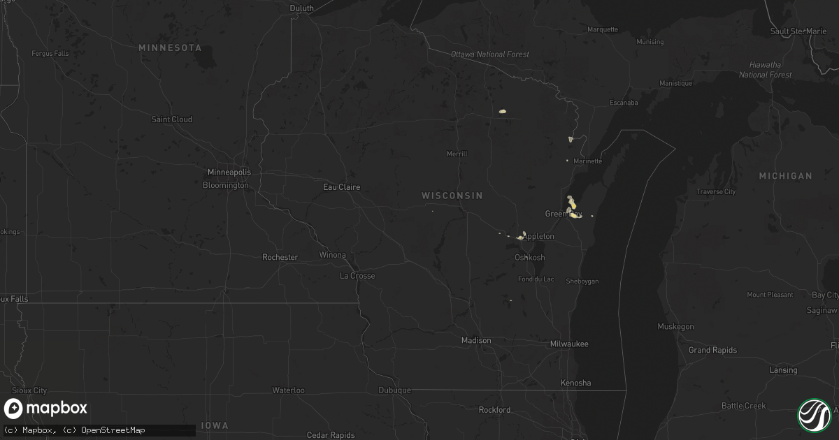 Hail map in Wisconsin on August 3, 2014