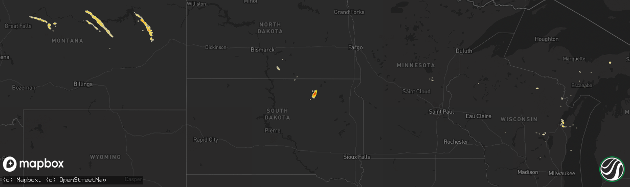 Hail map on August 3, 2014