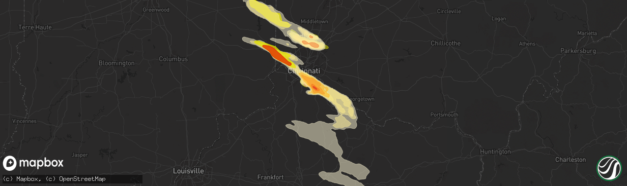 Hail map in Alexandria, KY on August 3, 2015