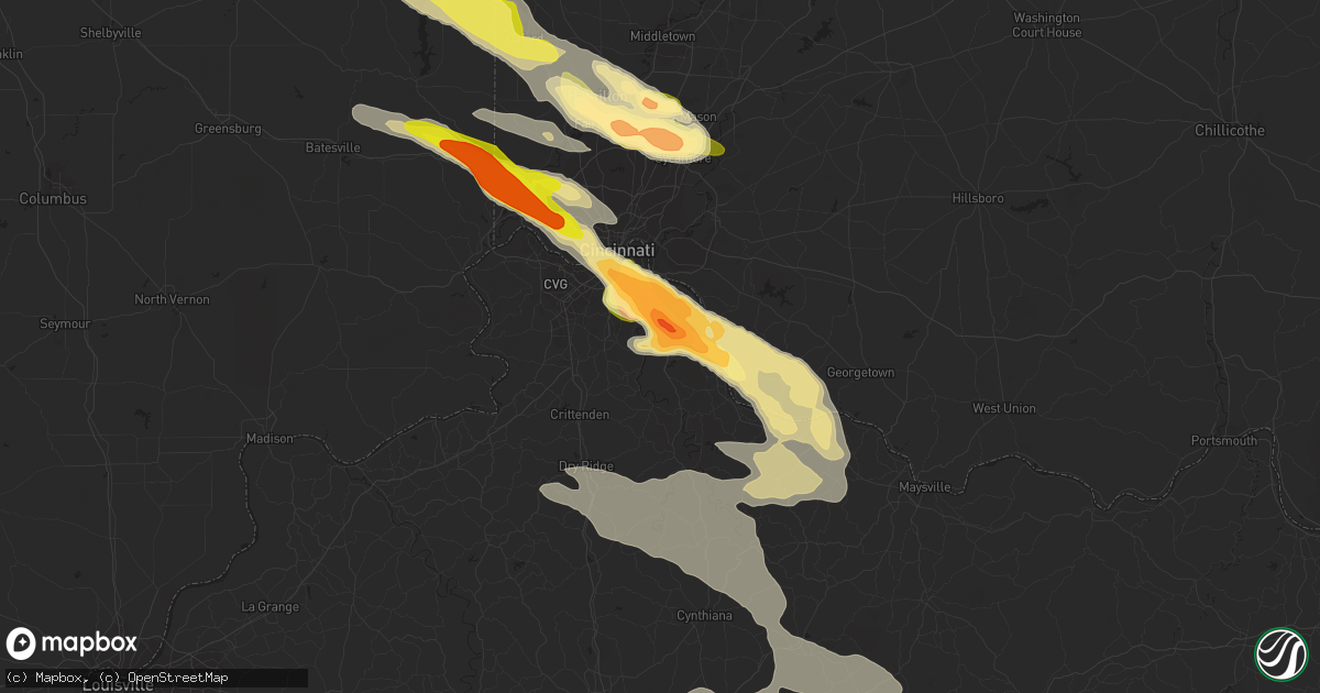 Hail map in Alexandria, KY on August 3, 2015