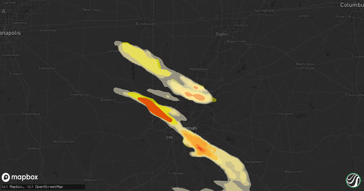 Hail map in Fairfield, OH on August 3, 2015