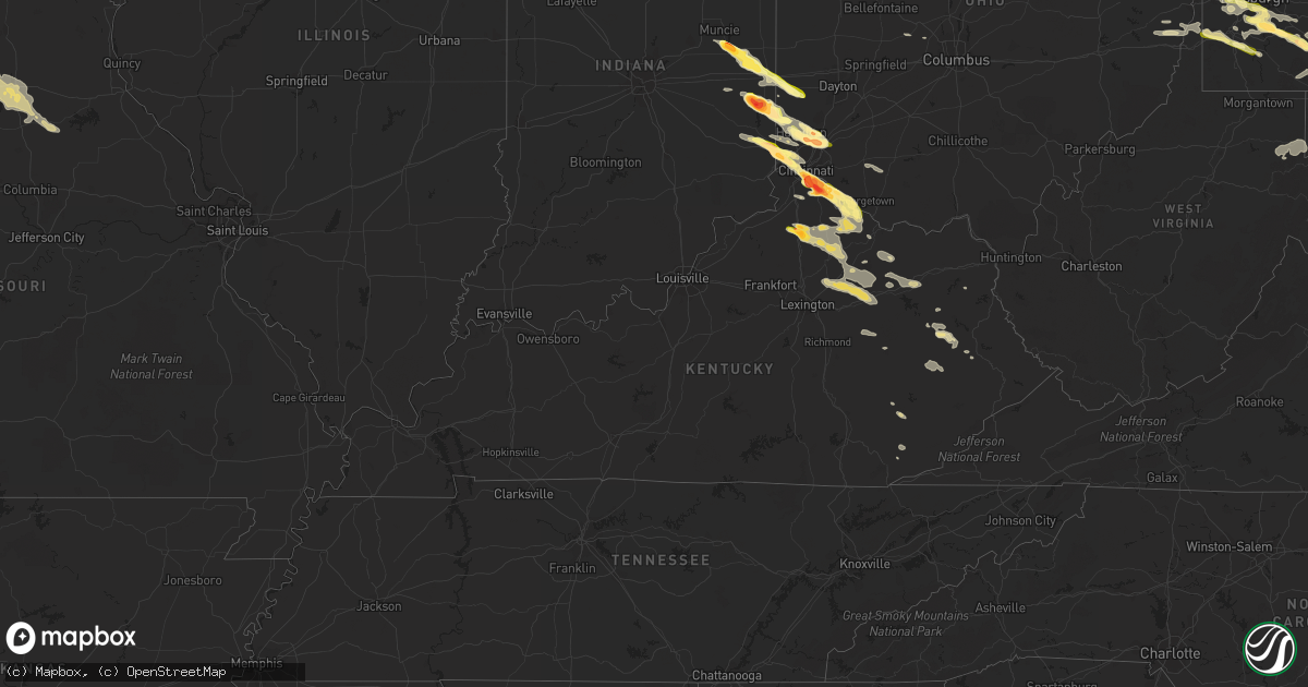 Hail map in Kentucky on August 3, 2015