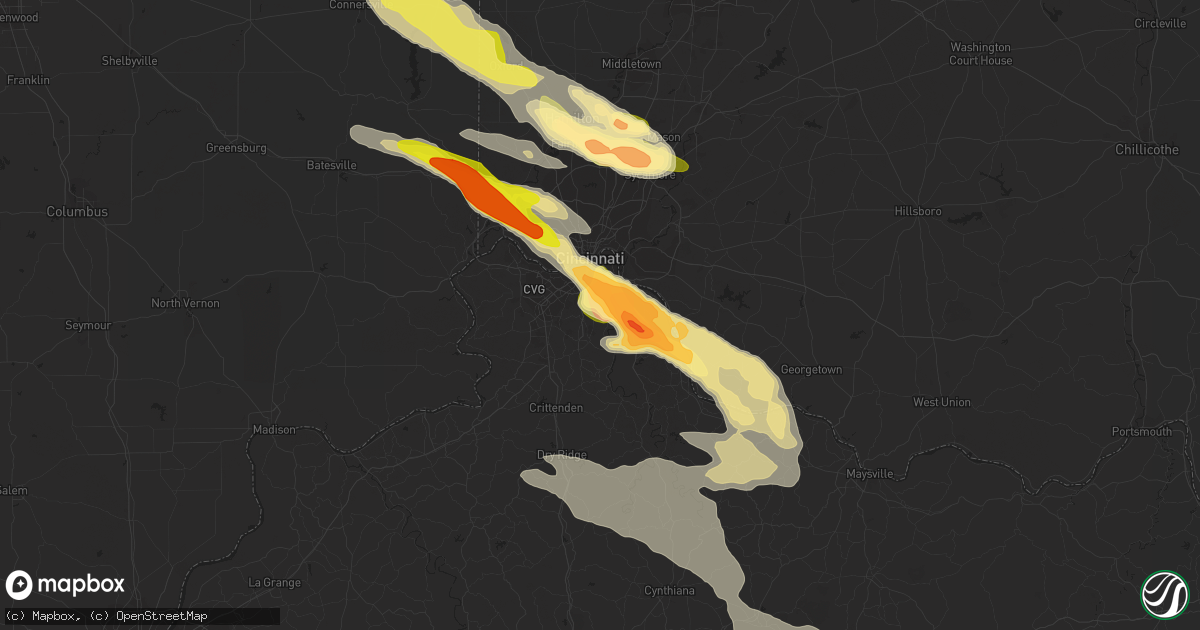 Hail map in Latonia, KY on August 3, 2015