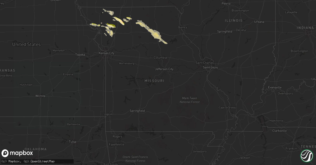 Hail map in Missouri on August 3, 2015
