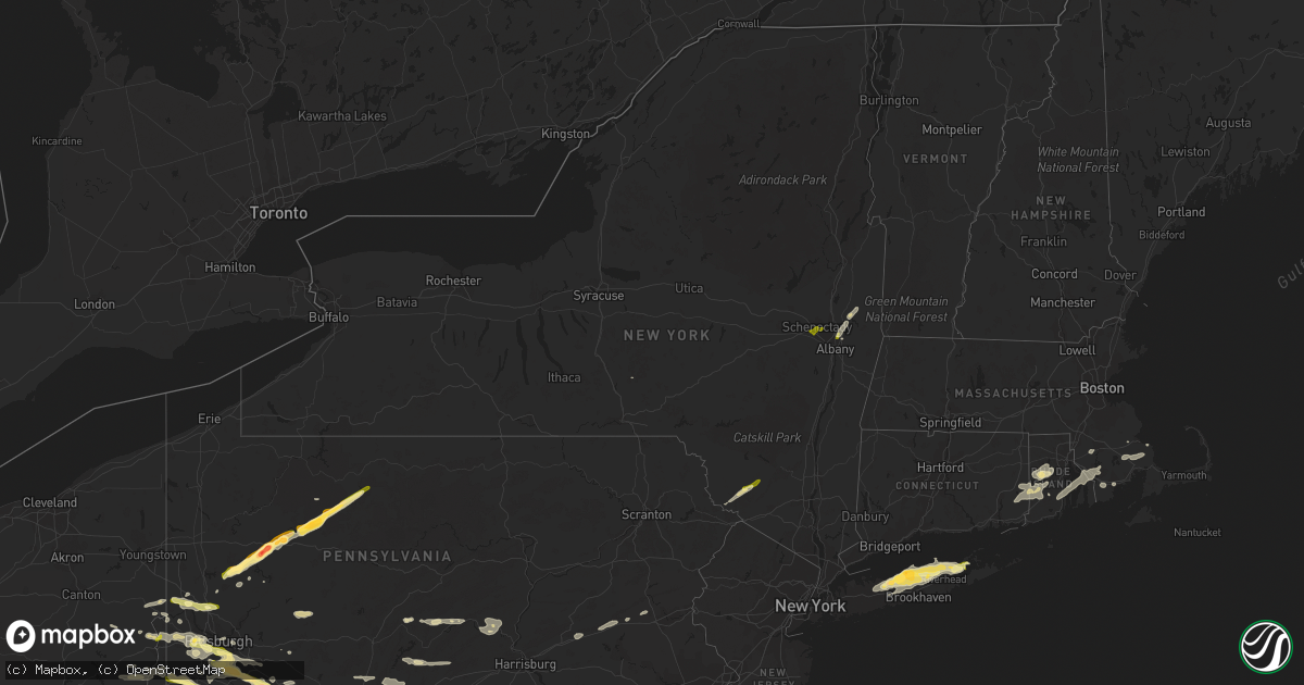 Hail map in New York on August 3, 2015