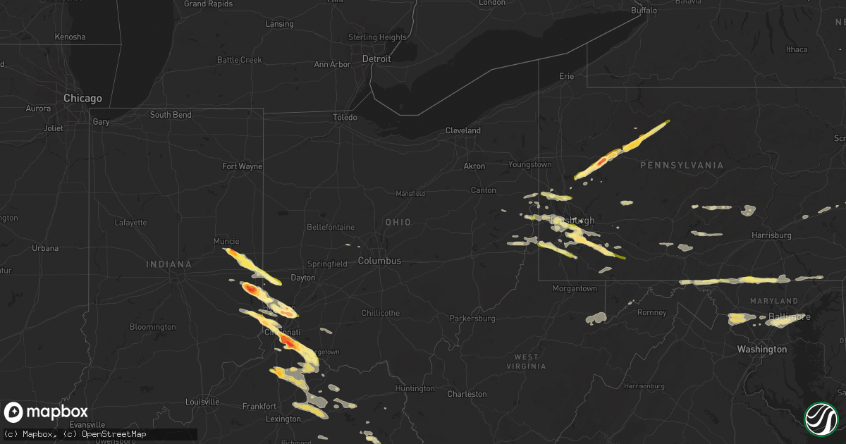 Hail map in Ohio on August 3, 2015