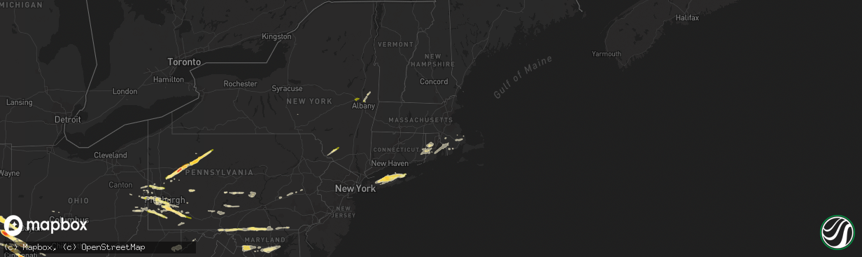 Hail map in Rhode Island on August 3, 2015