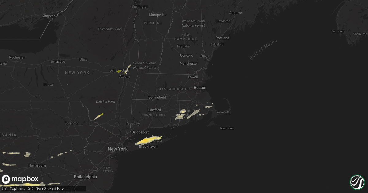 Hail map in Rhode Island on August 3, 2015