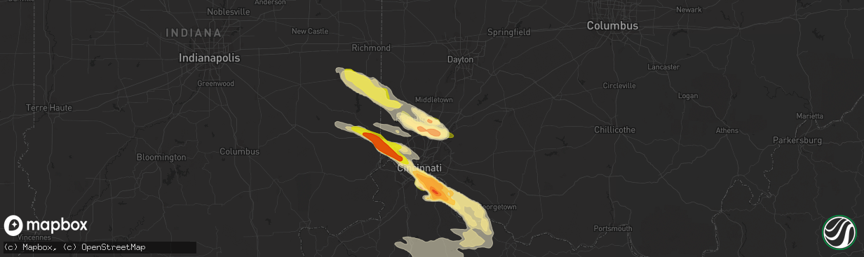 Hail map in West Chester, OH on August 3, 2015