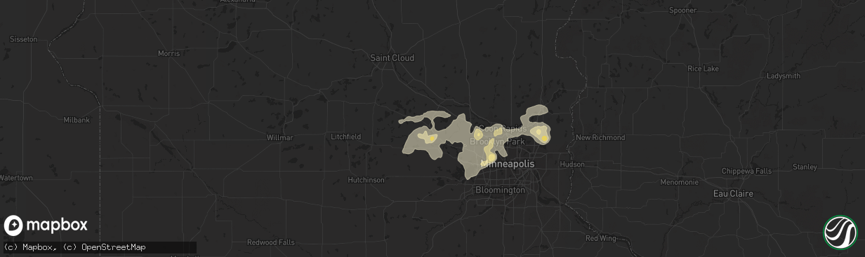 Hail map in Buffalo, MN on August 3, 2016