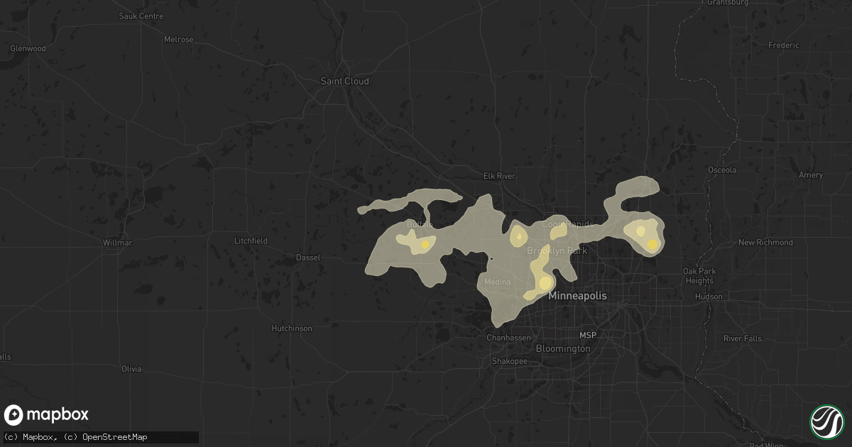 Hail map in Buffalo, MN on August 3, 2016