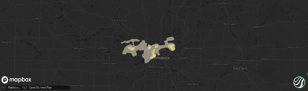 Hail map in Champlin, MN on August 3, 2016