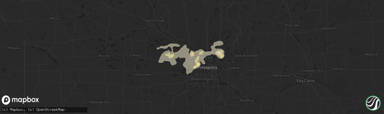 Hail map in Maple Grove, MN on August 3, 2016