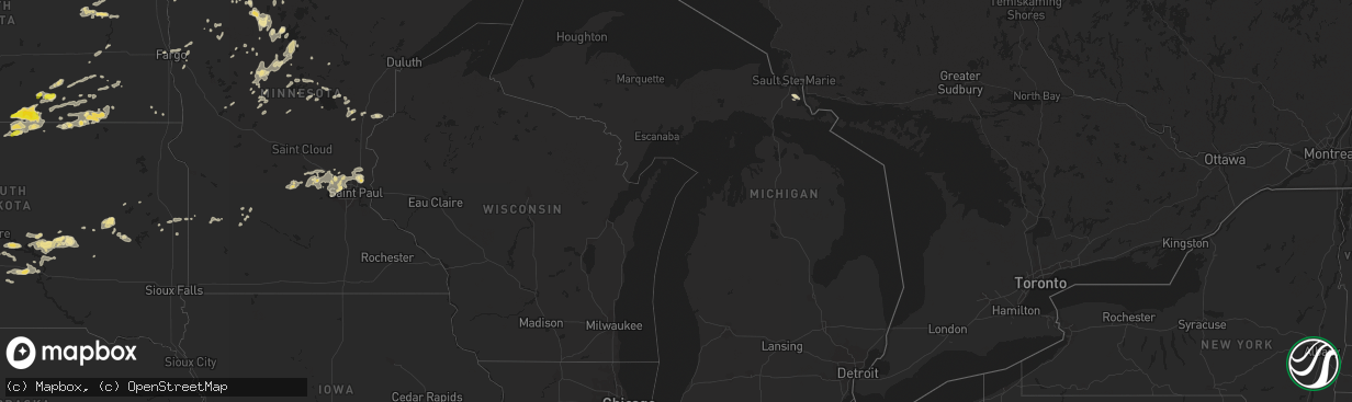 Hail map in Michigan on August 3, 2016