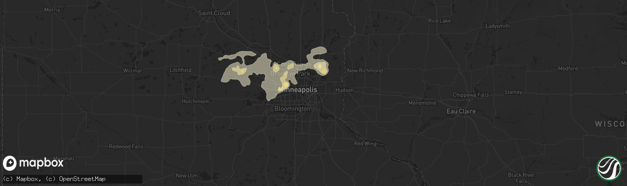 Hail map in Saint Paul, MN on August 3, 2016