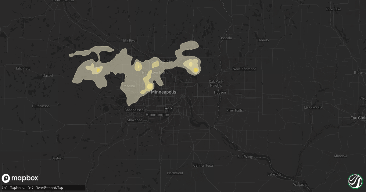 Hail map in Saint Paul, MN on August 3, 2016
