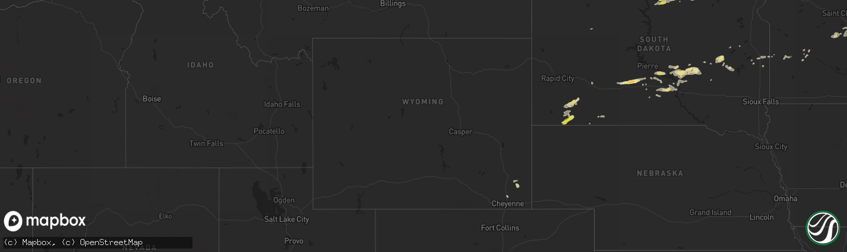 Hail map in Wyoming on August 3, 2016