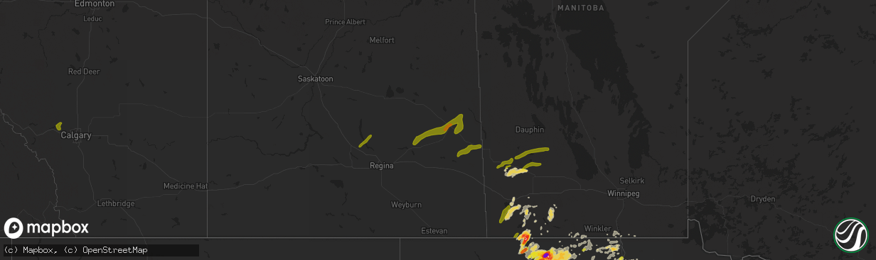 Hail map on August 3, 2016