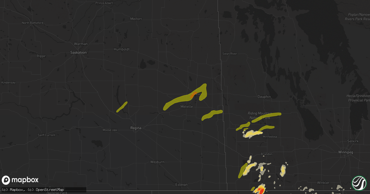 Hail map on August 3, 2016