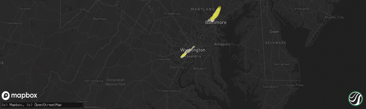 Hail map in Annandale, VA on August 3, 2017