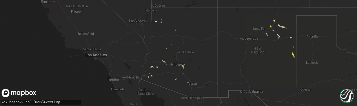 Hail map in Arizona on August 3, 2017