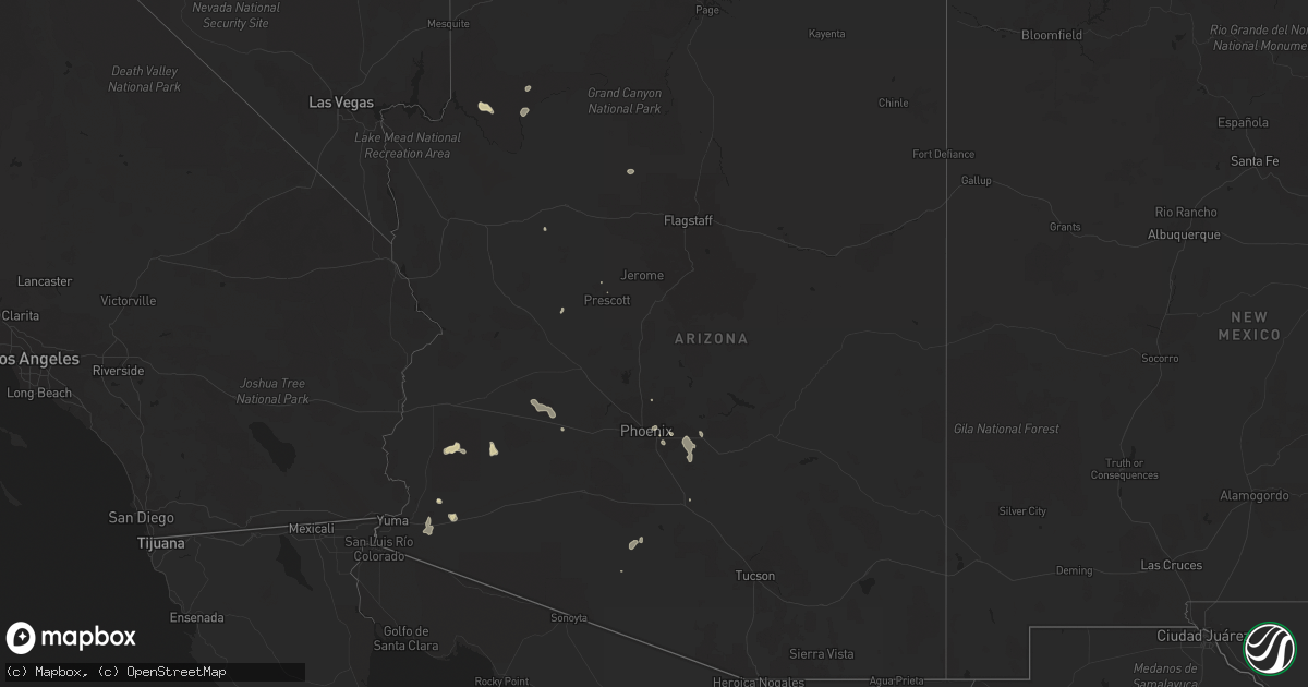 Hail map in Arizona on August 3, 2017
