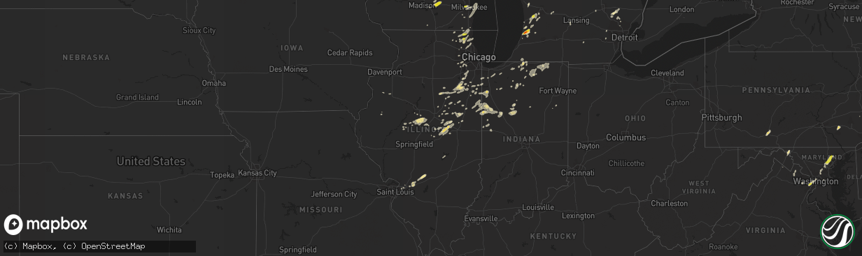 Hail map in Illinois on August 3, 2017