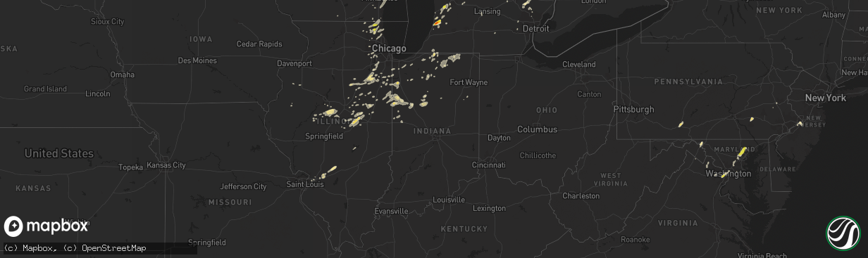 Hail map in Indiana on August 3, 2017