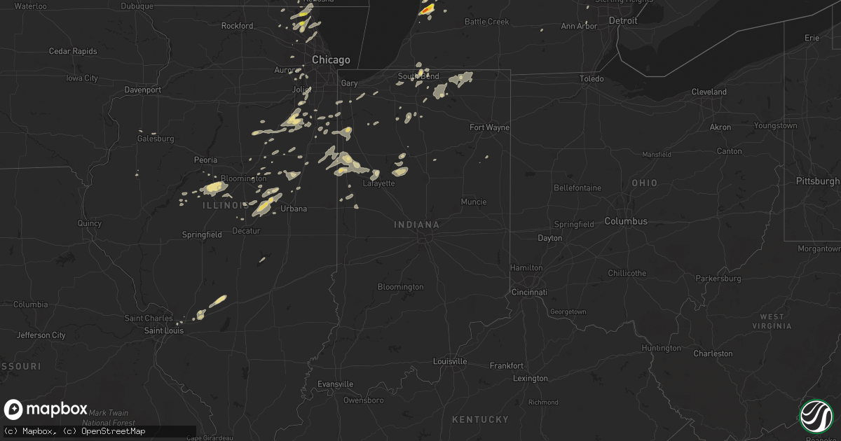 Hail map in Indiana on August 3, 2017