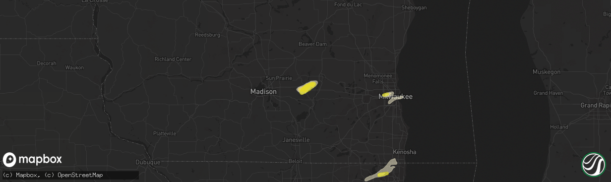 Hail map in Lake Mills, WI on August 3, 2017