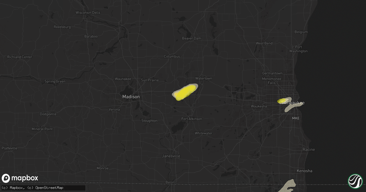 Hail map in Lake Mills, WI on August 3, 2017