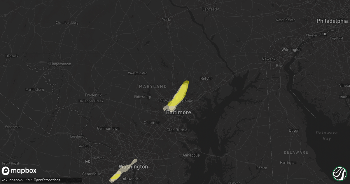 Hail map in Lutherville Timonium, MD on August 3, 2017