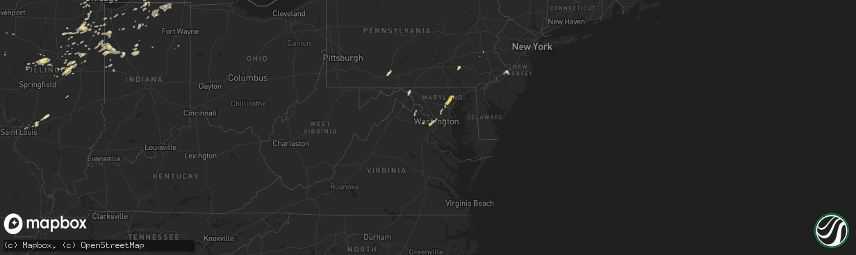 Hail map in Maryland on August 3, 2017