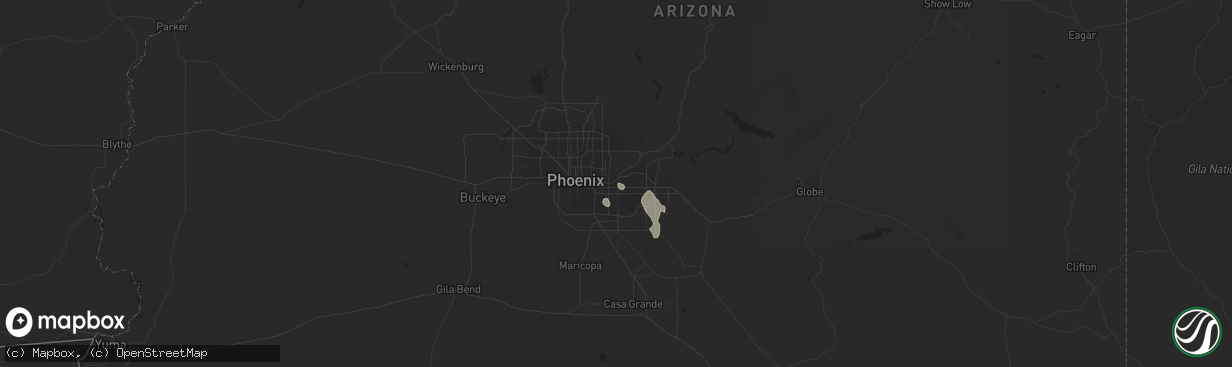 Hail map in Mesa, AZ on August 3, 2017