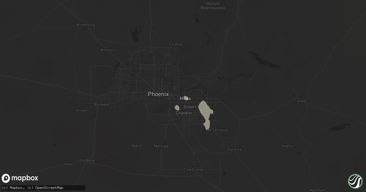 Hail map in Mesa, AZ on August 3, 2017