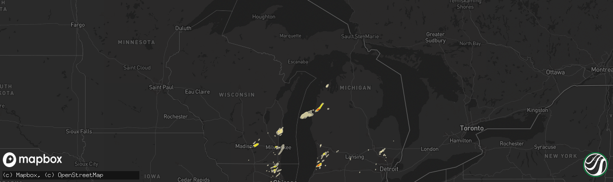 Hail map in Michigan on August 3, 2017