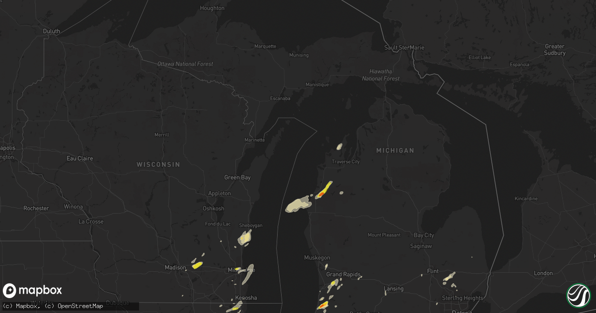 Hail map in Michigan on August 3, 2017