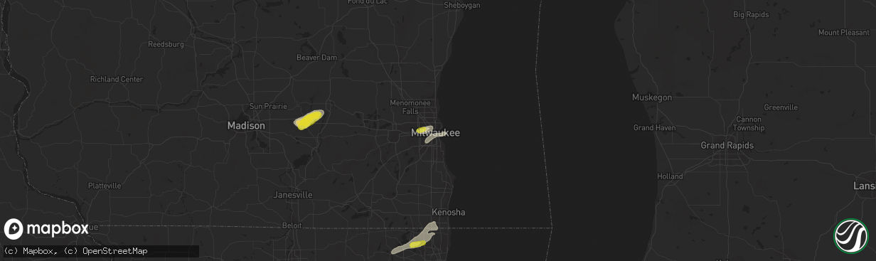 Hail map in Milwaukee, WI on August 3, 2017